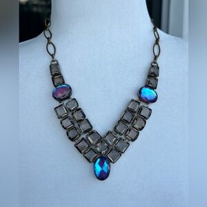 Handmade Art Deco 925 Silver Artisan Chunky Gemstone Collar Statement Necklace